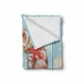 thumbnail image 2 of Letter O Soft Flannel Fleece Throw Blanket, Nautical Life Font Design O Circle on Vertical Worn Wood Planks, Cozy Plush for Indoor and Outdoor Use, 50" x 70", Dark Coral Pale Blue, by Ambesonne, 2 of 6