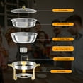 thumbnail image 4 of Chafing Dish Buffet Set,DOMQGA 2 Pack 5QT Round Gold Stainless Steel Buffet Warmer with Glass Lid & Holder,Chafers and Buffet Warmers for Catering,Weddings,Parties,Events,and Home Use, 4 of 9