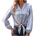 thumbnail image 1 of Camiseta de manga larga con estampado de rayas informales a la moda para mujer, blusa, jersey Fridja  bvmnju4250, 1 of 9