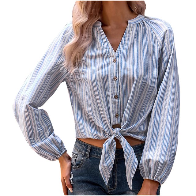 Camiseta de manga larga con estampado de rayas informales a la moda para mujer, blusa, jersey Fridja bvmnju4250