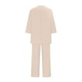 thumbnail image 5 of UVEASISHA 2 Piece Lounge Sets for Women Plus Size Linen Loungewear Sets 3/4 Sleeve Tops and Wide Leg Pants Matching Set Beige XL, 5 of 8
