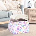 thumbnail image 5 of Large Lidded Bin Foldable Storage Baskets Boxes Cubes Lids with 2 Handles for Home Bedroom Office Pink and Purple Flowers 16.5"x12.6"x11.8", 5 of 7