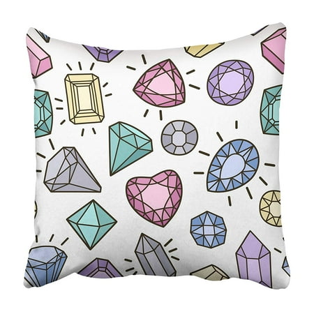 - USART Blue Stone Cute with Gems and Diamonds Trendy Green Comic Fun Glamour Ruby Badge Pillowcase 18x18 inch