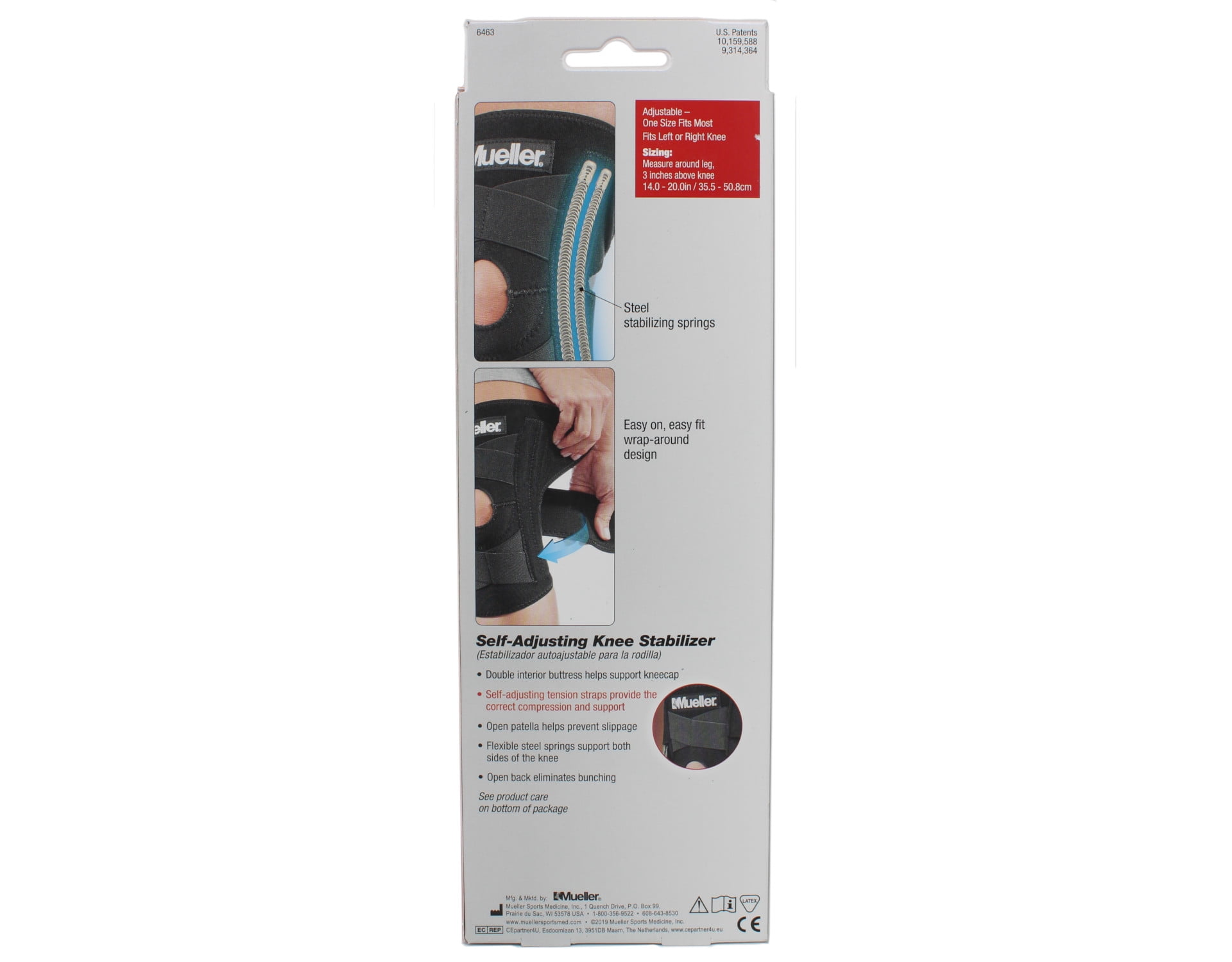 3 Pack Mueller Self-Adjusting Knee Stabilizer, One Size Fits Most, 1 Brace Each
