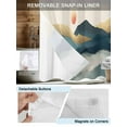 thumbnail image 3 of No Hook Cloth Fabric Shower Curtain with Snap in Liner, Teal Golden Mountain Waterproof Shower Curtains Set with See Through Top Window, Tree Peaks Landscape Bath Curtains Shower 72"x78", 3 of 6