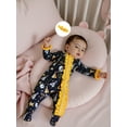 thumbnail image 4 of BemeyourBBs Newborn Baby Girls Boys New Year Outfits Footed Romper Letter Balloon Star Print Long Sleeve Ruffled Zipper Jumpsuit with Headband Winter Spring Clothes, 4 of 9