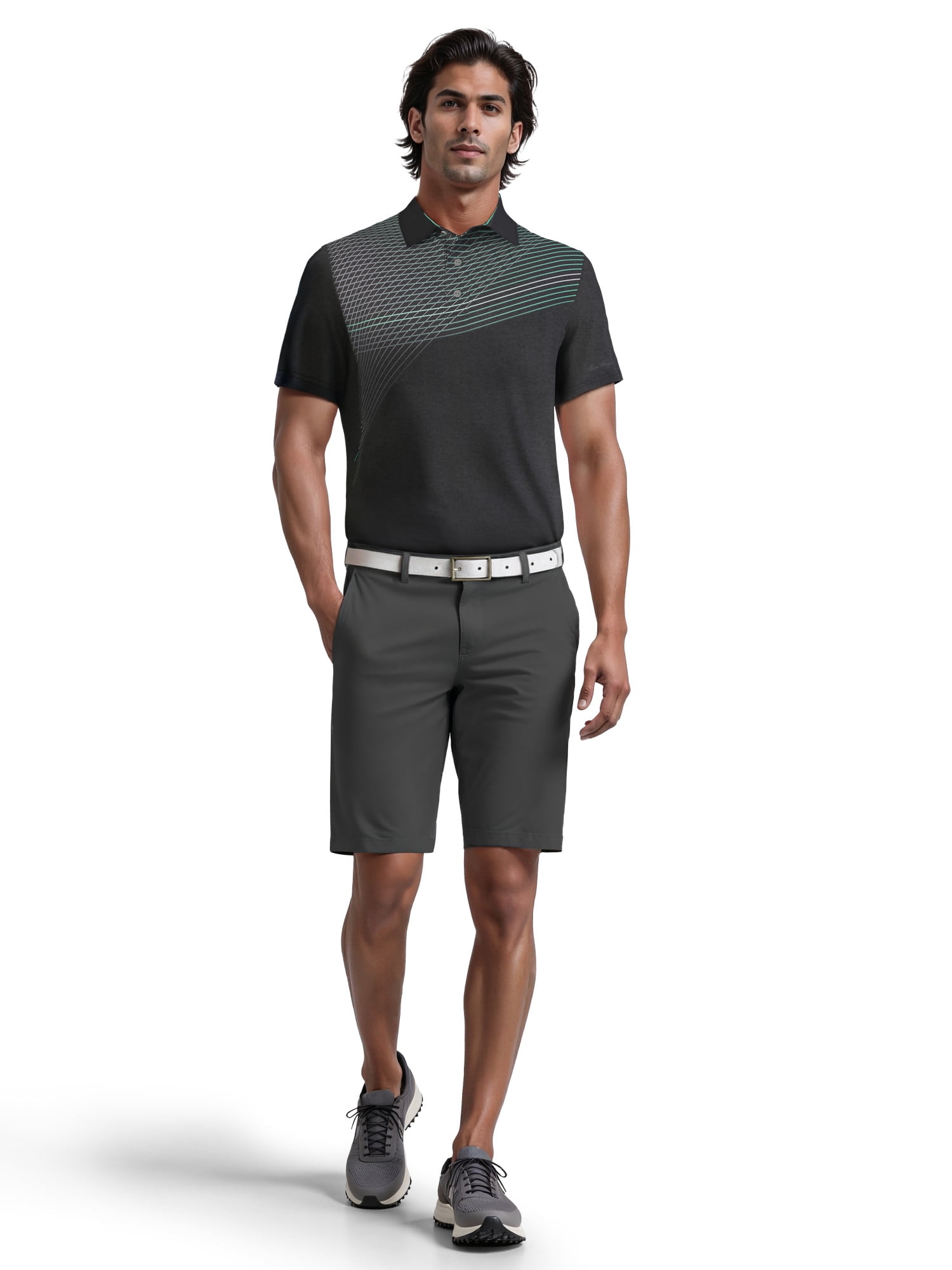 Ben Hogan Men's & Big Men's Assymetric Heather Printed Golf Polo, Sizes S-5XL