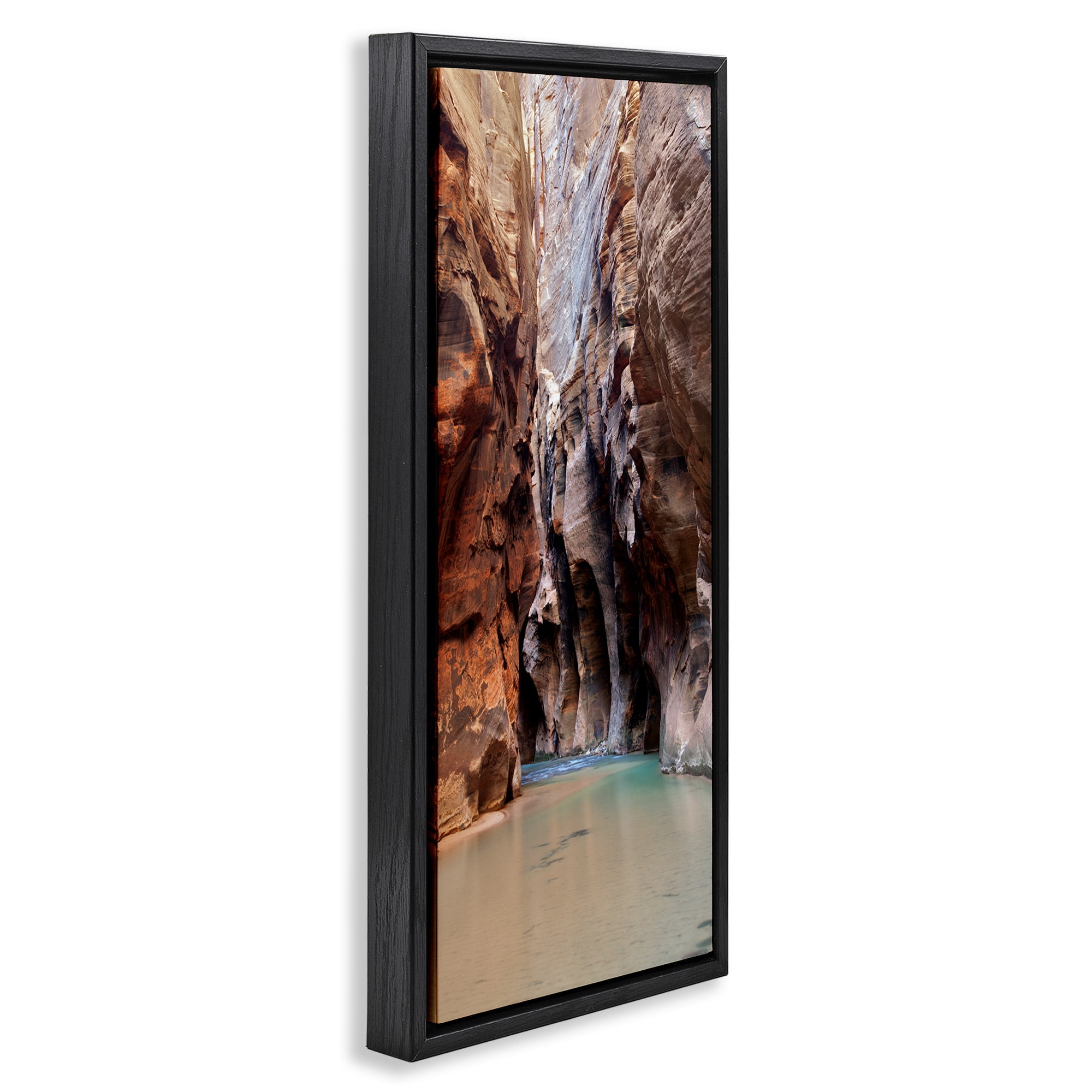 Stupell Industries Zion National Park Cliffs Nature Photography Black Floater Framed Canvas Art Print Wall Art, 11 x 25