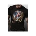 thumbnail image 1 of Camiseta de algodón de manga corta con la bandera estadounidense y el águila alada, símbolo de libertad y fuerza. Camiseta estampada para hombre, versátil, informal, de manga corta y cuello redondo. R, 1 of 6