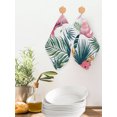 thumbnail image 4 of Summer Flamingo Kitchen Dish Towels for Drying Dishes Set of 2, Palm Leaves Floral Tropical Botanical Waffle Weave Microfiber Hand Tea Bathroom Towels Quick Dry & Absorbent Towel 12x12, 4 of 7