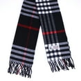 thumbnail image 3 of Women Men Black Check Plaid Scarves Warm Soft Scarf with Fringes, 3 of 5