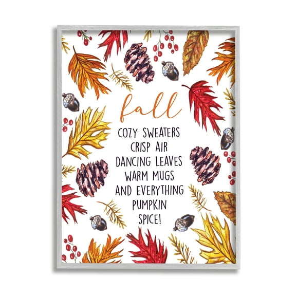 Stupell Industries List of Fall Favorites Autumn Forest Foliage Wreath, 16 x 20, Designed by Elizabeth Tyndall