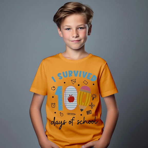 UACY 100 Days of School Shirt for Kids Boys Girls Funny 100th Day of School Toddler Graphic Short Sleeve T-Shirt