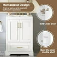 thumbnail image 5 of 24 Inch Bathroom Vanity with Sink, Modern Freestanding Cabinet with Soft Close Doors and Ceramic Basin for Bathroom Storage, White, 5 of 11