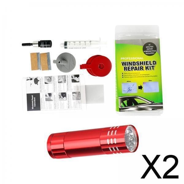 2x Juego de reparación de grietas de parabrisas Reparación de líquido de vidrio de ventana, lámpara de , líquido de reparación de vidrio automotriz de reparación rápida 2 piezas
