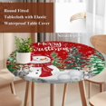 thumbnail image 4 of Red Christmas Round Tablecloth, Fitted Table Cover with Elastic for 55"-60" Round Tables, Xmas Trees Snowman Elk Snowflake Table Cloth Outdoor Indoor Dinning Party Waterproof Tablecloths, 4 of 7
