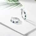 thumbnail image 4 of Gem Stone King 925 Sterling Silver White Opal and Blue Created Sapphire Hoop Earrings for Women (5.12 Cttw, Gemstone October Birthstone, Round Cabochon 4MM and 3MM), 4 of 4