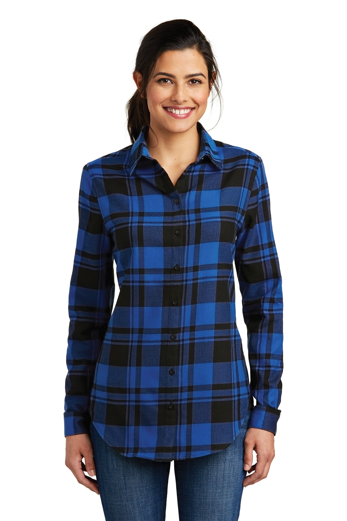 Port Authority - Port Authority Women's Plaid Flannel Tunic, Royal ...