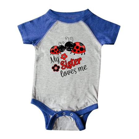 

Inktastic My Sister Loves Me with Cute Ladybugs Gift Baby Boy or Baby Girl Bodysuit