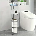 thumbnail image 5 of Toilet Paper Holders Stand Black Toilet Paper Holders Stand Stainless Steel Rustproof Tissue Roll Holders Floor Stand Storage For Bathroom, 5 of 7