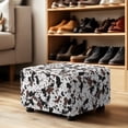 thumbnail image 4 of Xixirimido Brown Cowhide Cow Skin Pattern Ottoman Cover Stretch Rectangular Footstool Slipcover with Nonslip Elastic Base, Universal Fit for Storage Ottomans & Ottoman Footrests, Small, 4 of 7