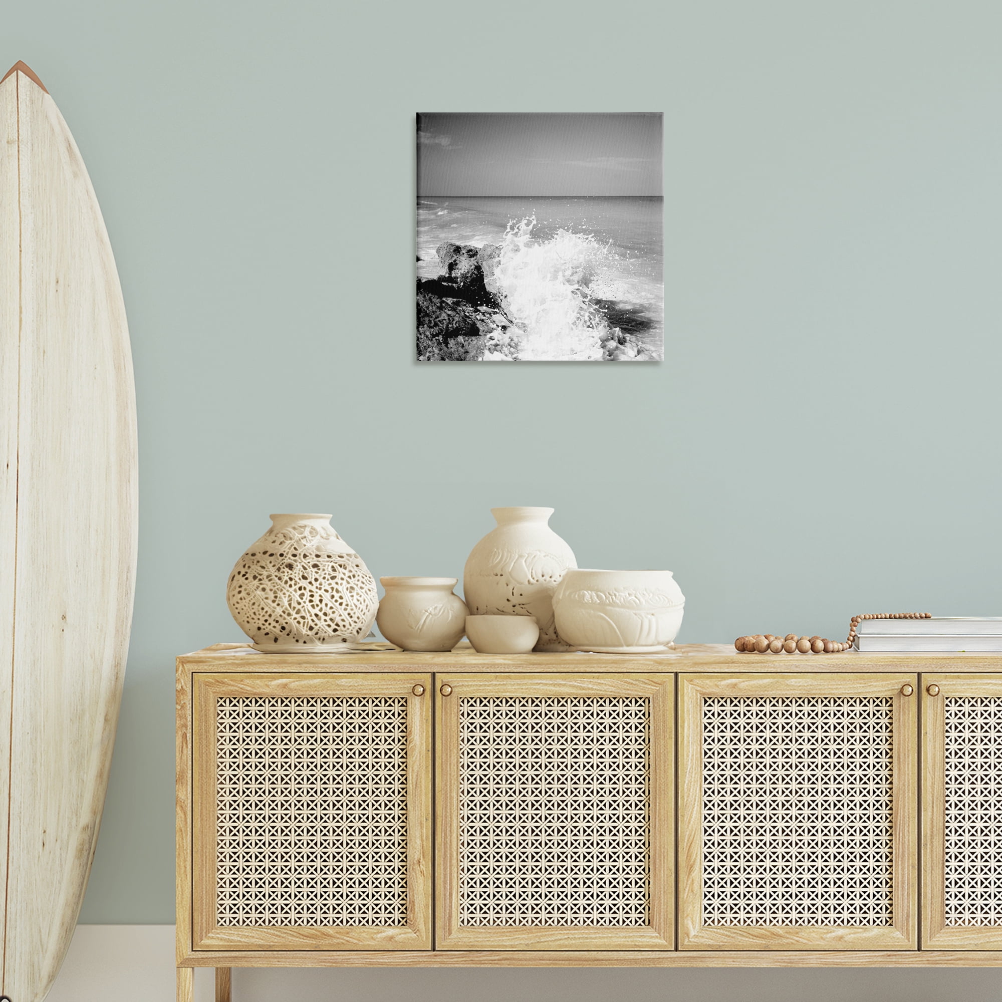 Stupell Industries Splashing Rough Waters Coastal Photography Gallery Wrapped Canvas Art Print Wall Art, 24 x 24
