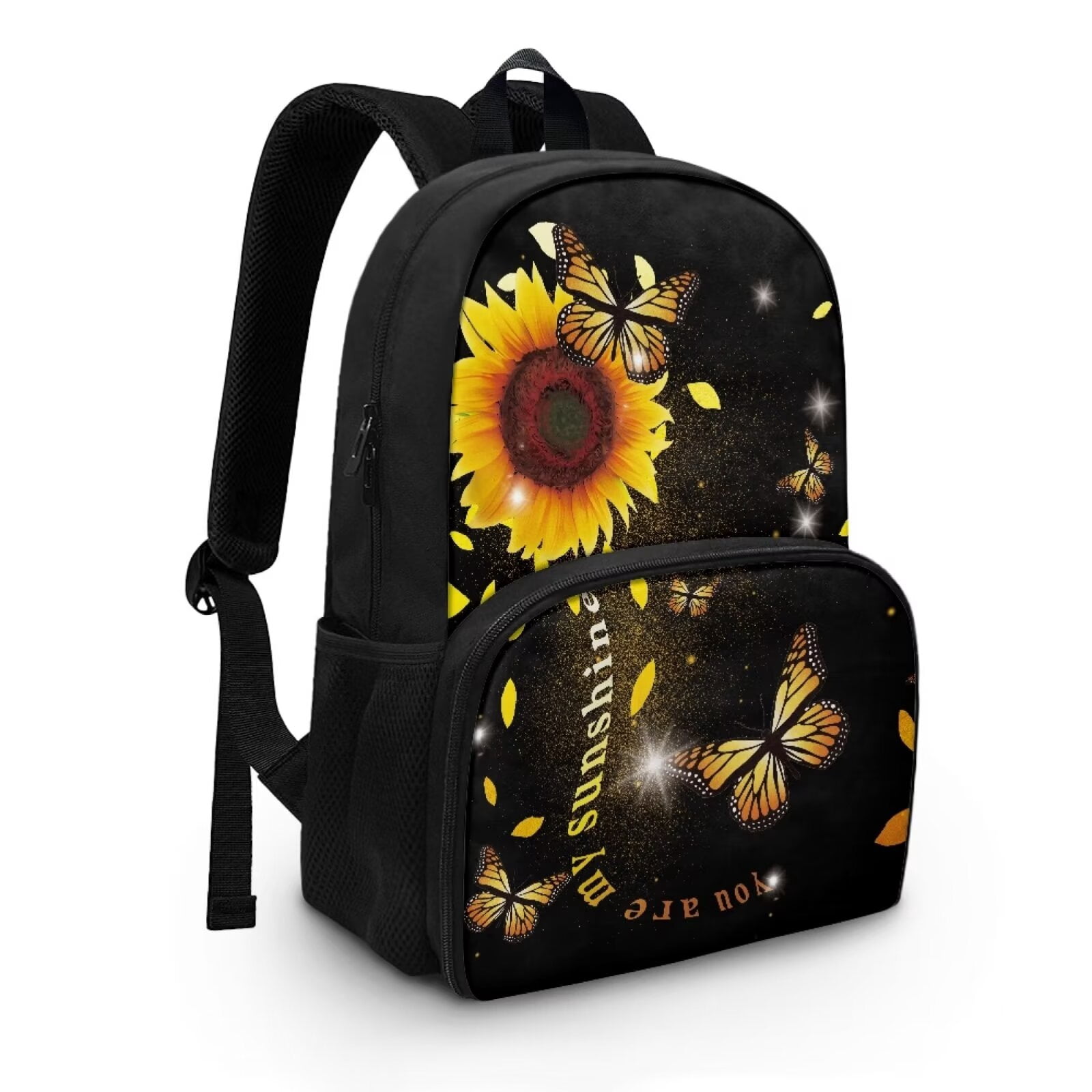 FOR U DESIGNS Sunflowers Butterfly Backpack with Lunch Compartment Teens Middle High School Shoulder School Bag Elementary Travelling Purse Daypack for Women