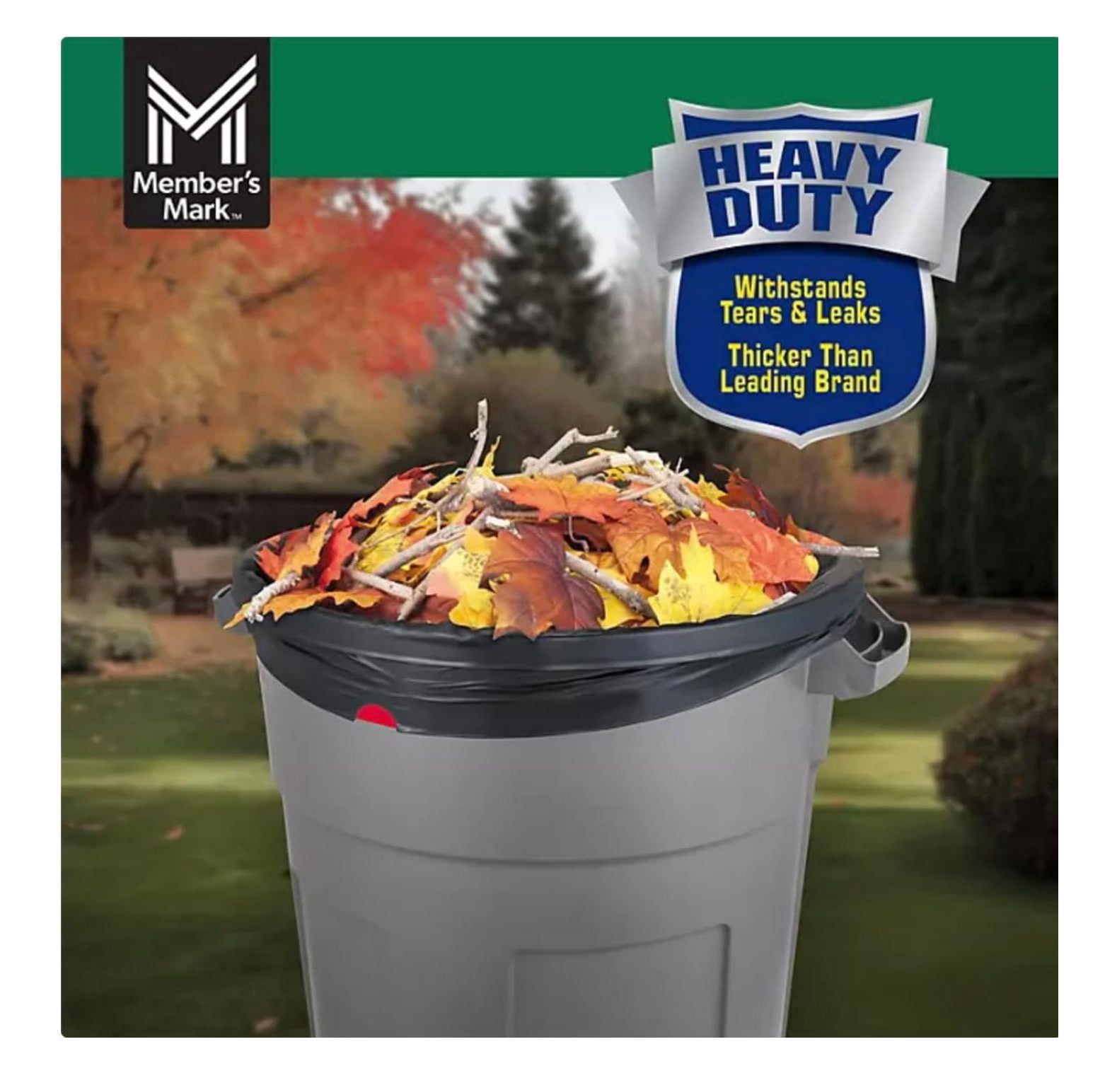 Heavy Duty 39-Gallon Yard Trash Bags, Unscented, 90 ct.