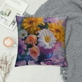 thumbnail image 2 of JRXY  Watercolor Flower Pillow Sham, Bouquet of Rose Daisy and Gerbera Flowers Impressionist Style, Decorative Standard Size Printed Pillowcase,Orange Purple White, 2 of 5