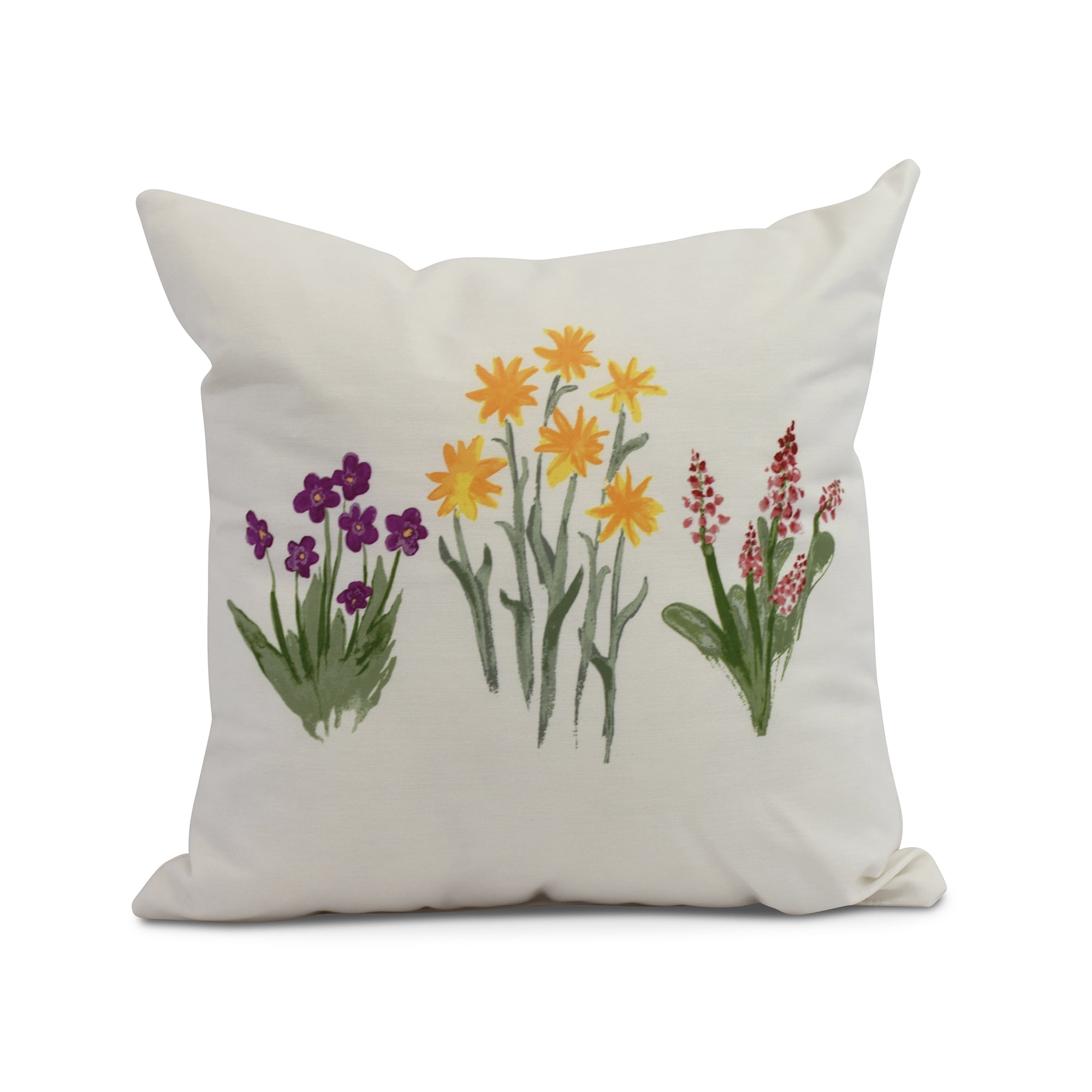 Simply Daisy, 16" x 16" Flower Trio Outdoor Pillow, Purple Walmart