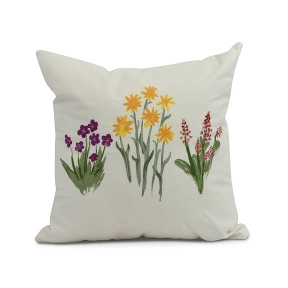 Simply Daisy, 18" x 18" Flower Trio Outdoor Pillow, Purple