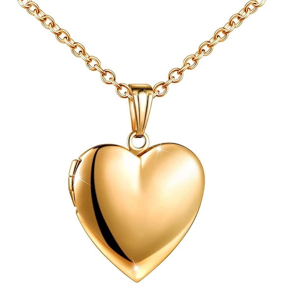 Stainless Steel Heart Locket Photo Necklace, Holds 2 Photos, Heart Pendant