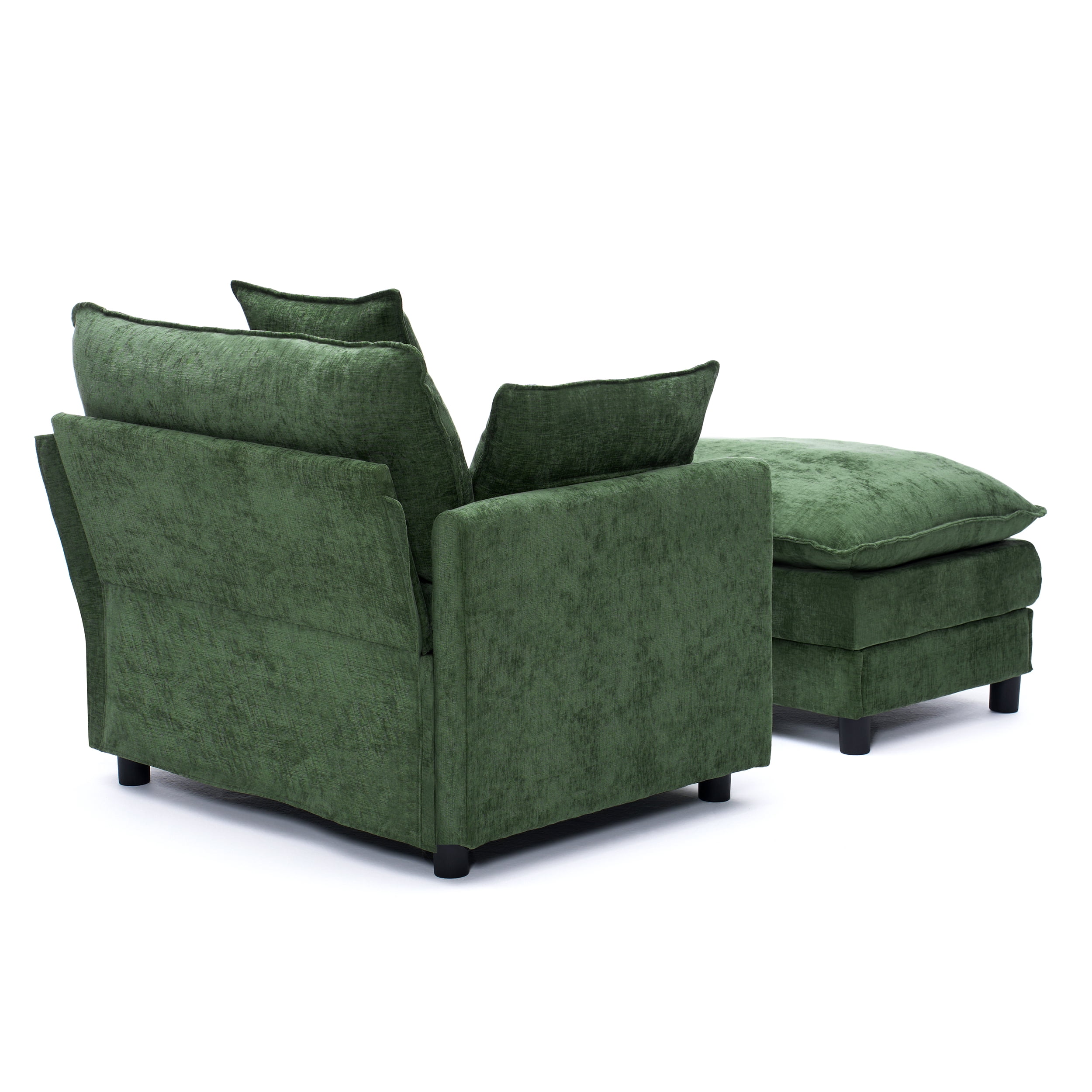 Aukfa 39.4" Oversized Accent Chair with Ottoman, Chenille Armchair Lounge Chairfor Living Room & Bedroom,Green