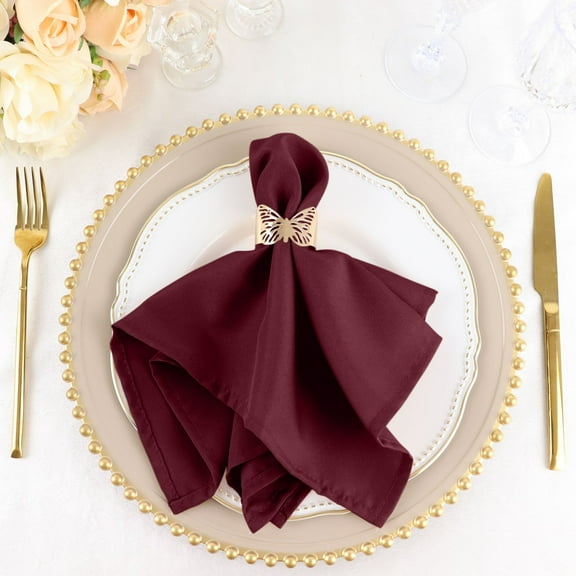 Balsa Circle 5 Pieces 17" Polyester Fabric Napkins Burgundy