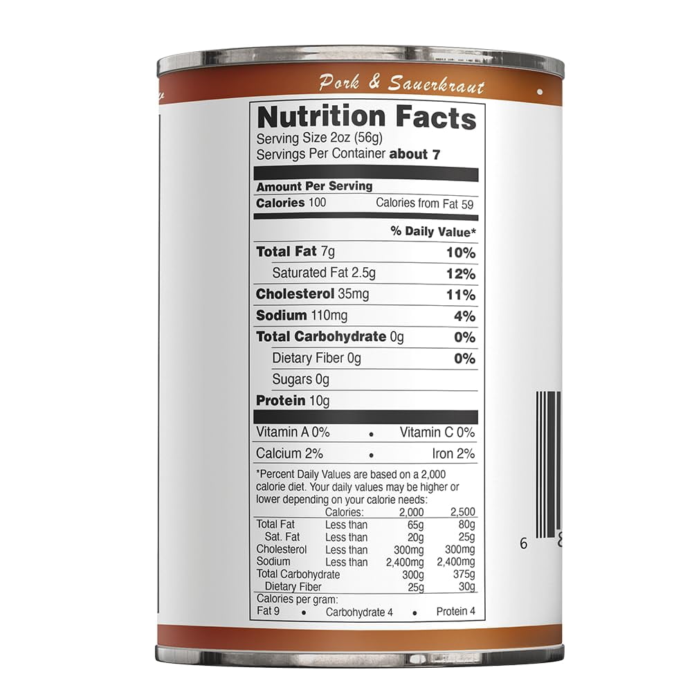 (Pack of 12) Werling & Sons Canned Pork 14.5 Oz Fully Cooked Ready to Eat Canned Meat Shelf Stable No Refrigeration Needed Perfect for Emergency Storage Camping Survival Canned Food