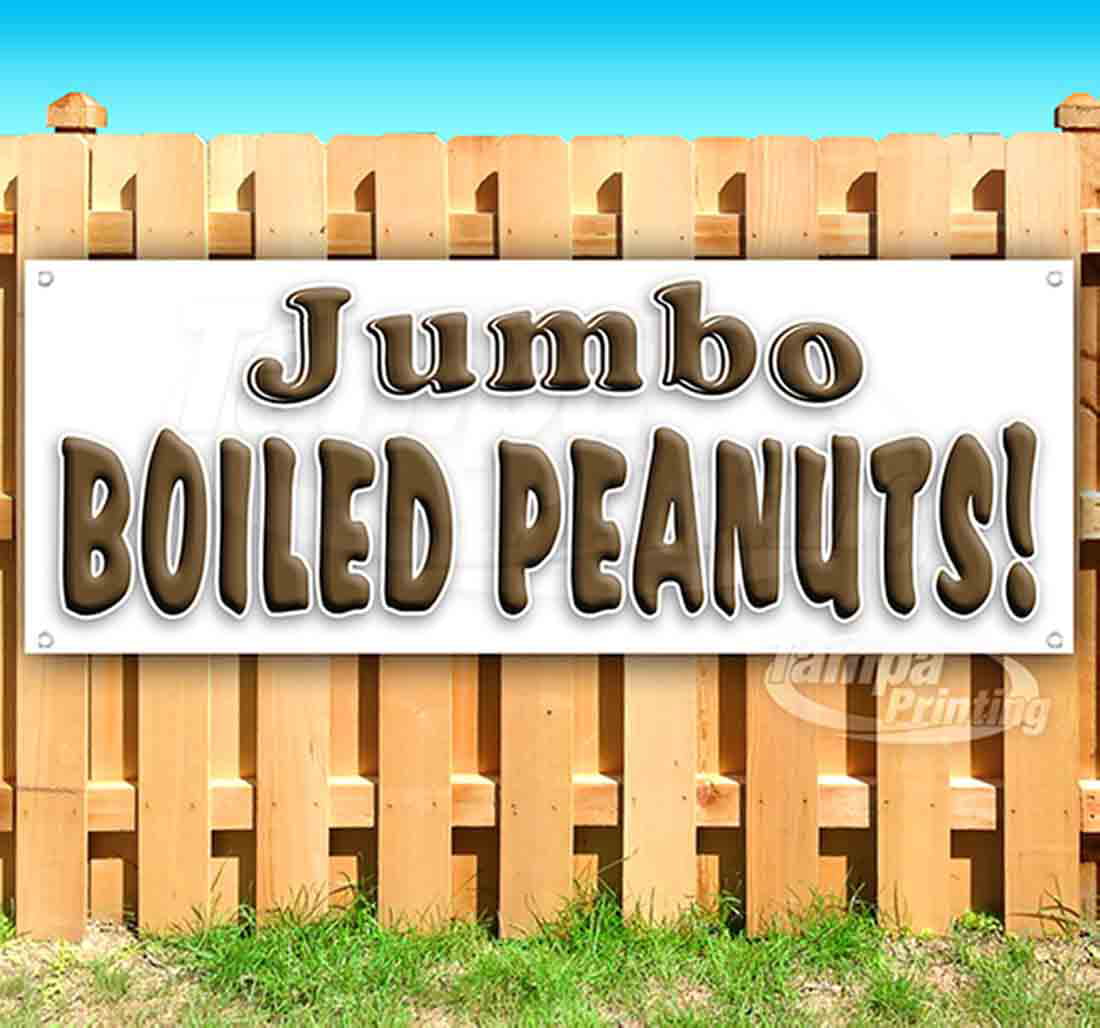 Heavy-Duty Vinyl Single-Sided with Metal Grommets Non-Fabric Fresh Boiled Peanuts Banner 13 oz