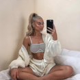 thumbnail image 1 of Women Fishing Net See-through Underwear Bandeau Bra Thongs G-string Mesh Lingerie Set, 1 of 4