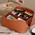thumbnail image 4 of Leather Cosmetic Storage Bag, Large Capacity Travel Wash Bag, Multi-Function PU Leather Organizer for Toiletries & Cosmetics, Durable & Portable Design for Travel & Home Use, 4 of 6