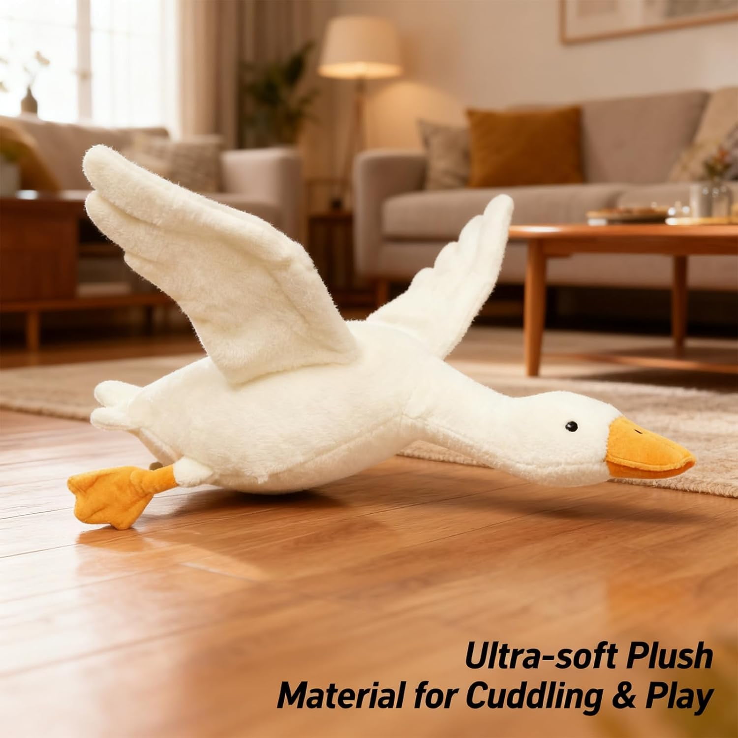Large Plush White Duck Dog Toy, Goose Dog Toy, Large Plush White Goose, Big Realistic Stuffed Gooses Dog Toys, Interactive Dog Toys for Chewing, Playing & Training (2pcs 90cm/35.43in)