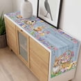 thumbnail image 4 of Happy Easter Table Runner - 120 Inch Long, Kitchen Dining Table Runner Dresser Scarves, Spring Easter Eggs Bunny Floral Blue Wood Farmhouse Decor for Coffee Tables Wedding Party Banquet, 4 of 8