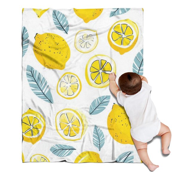 Lemon Blanket,Comfortable Soft Flannel Throw Blanket,All Season,Warm Lightweight Blankets for Sofa Bed Couch Living Room Chair,30"x40"(80x100cm)