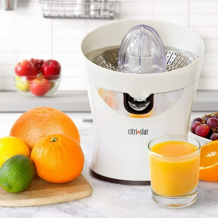 CitriStar CS-1000 Electric Citrus Juicer with Stainless Steel Strainer and Spout (White)