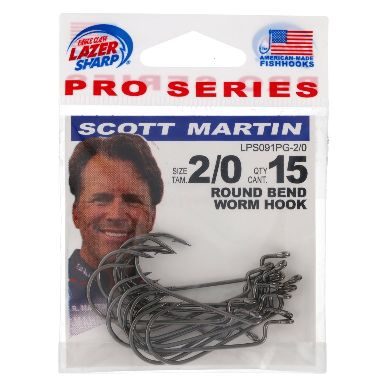 (2 pack) Lazer Sharp LPS091PG-2/0 Brett Chapman Round Bend Worm Hook, Size 2/0