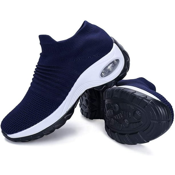 TANTOO Calzado de Caminata para Mujer sin Cordones y Zapatillas de Tenis para Mujer Ligeras comodas de Malla Azul 26.5 cm Azul 26.5 cm Xishao ropa Walmart en linea