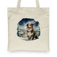 thumbnail image 2 of Hello Winter Border Collie Welcome Snowy Night Watercolor Vintage Canvas Tote Bag Borders Dog Lovers Gifts Idea Reusable Shopping Grocery Bag - 01011, 2 of 5
