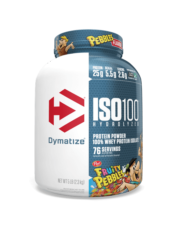 Dymatize ISO100 Whey Protein Powder Isolate, Fruity Pebbles, 25g Protein, 5 lb, 80 oz