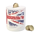 thumbnail image 3 of British Piggy Bank, Grunge United Kingdom Flag with Dot Circle Effects National English Display, Ceramic Coin Bank Money Box for Cash Saving, 3.6" X 3.2", White Red Indigo, by Ambesonne, 3 of 4