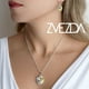 thumbnail image 2 of Juego de aretes y cadena con dije corte Hoja ZVEZDA plata mexicana ley .925 cristal Swarovski Aurora Boreal, 2 of 5