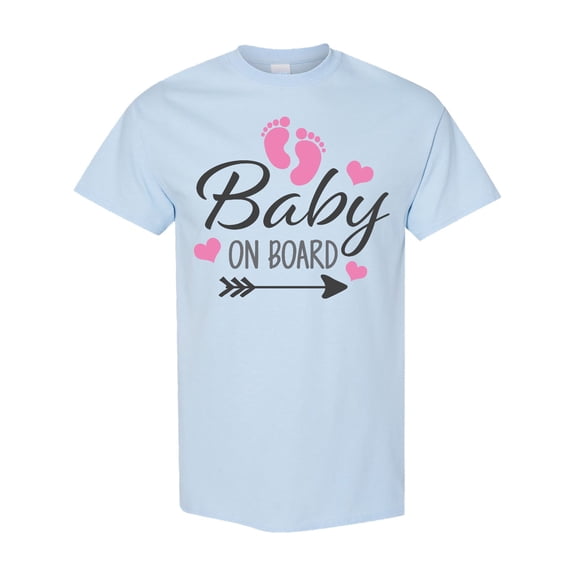 Inktastic Baby on Board with Arrow Pink Footprints and Hearts T-Shirt