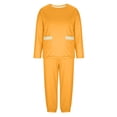 thumbnail image 2 of 2PC Fleece Lined Sweatsuit for Men Long Sleeve Crewneck Sweatshirt Elastic Waist Cuffed Joggers Loungewear Set with Pockets Yellow L, 2 of 7